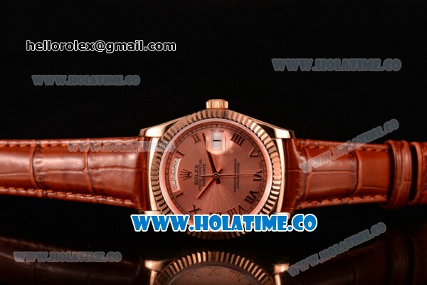 Rolex Day-Date Asia 2813/Swiss ETA 2836/Clone Rolex 3135 Automatic Rose Gold Case with Roman Numeral Markers and Rose Gold Dial (BP) - Click Image to Close